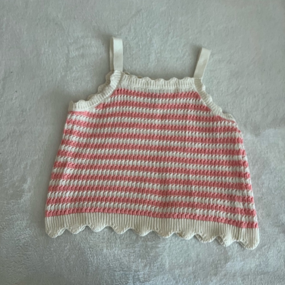 Old Navy Pink and White Knit Tank Top